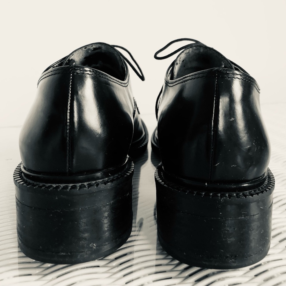 Enzo Angiolini 90s Black Leather Lace-Up Oxford, lug sole Shoes sz 7.5M - Picture 4 of 16
